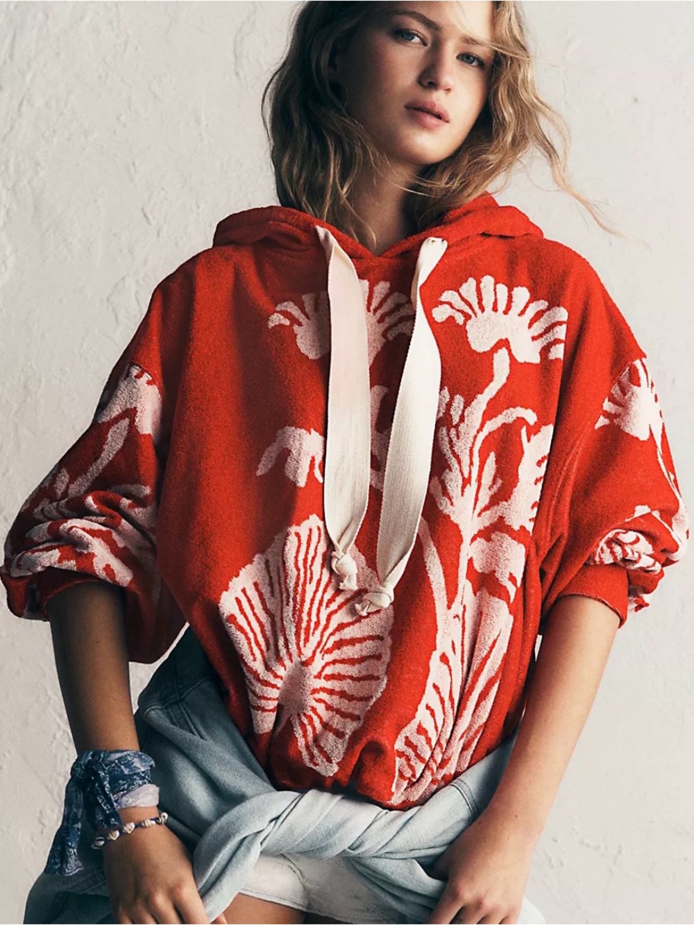Free People Shell Baby Hoodie. NWT. Cherry